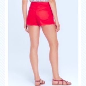 🇺🇸 Universal Thread Red High Rise Shortie Cut Off Jean Shorts 6 / 28R